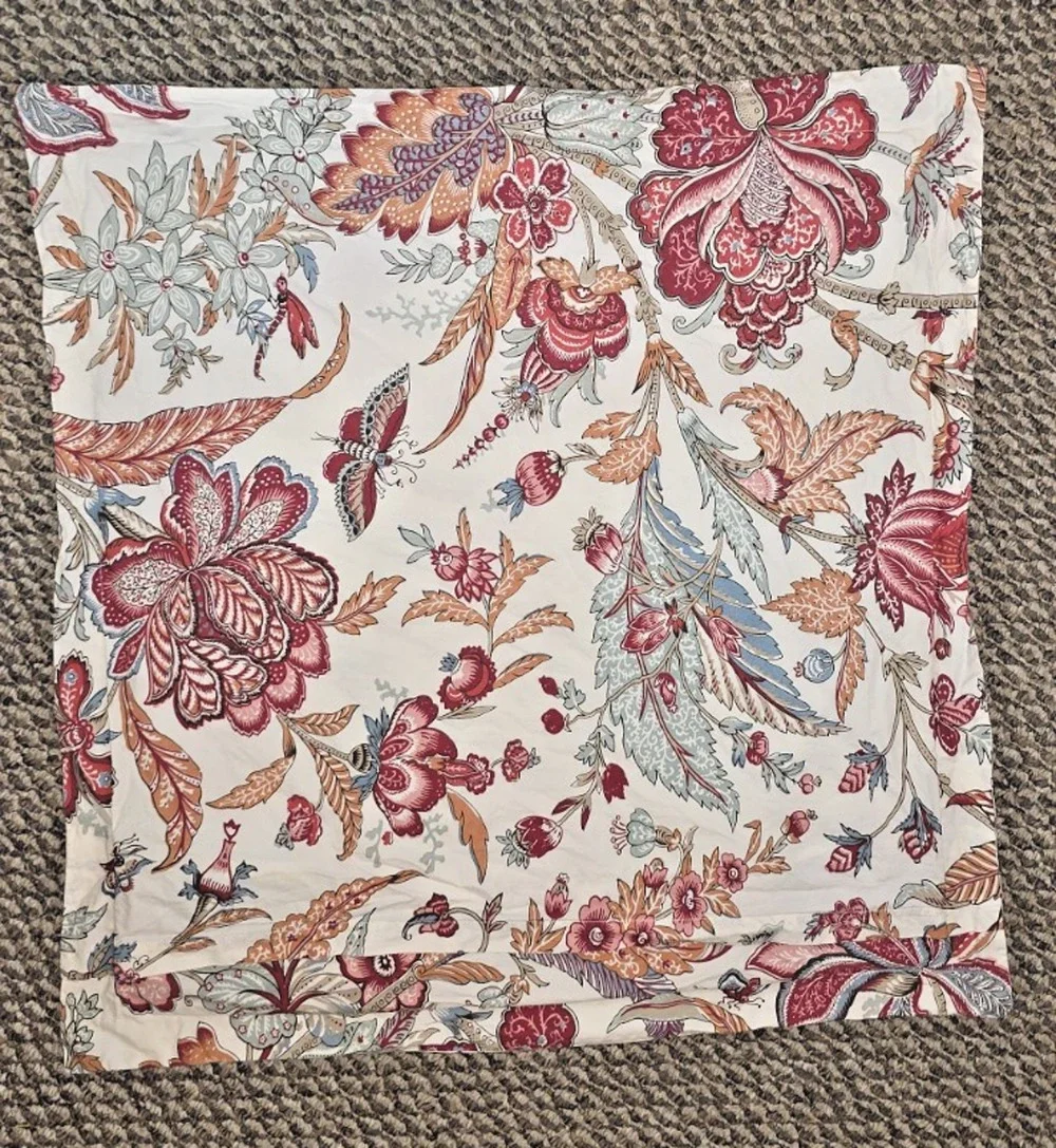 Pottery Barn Paisley Medallion Euro Pillow Sham Organic Cotton 28x28 Cottagecore